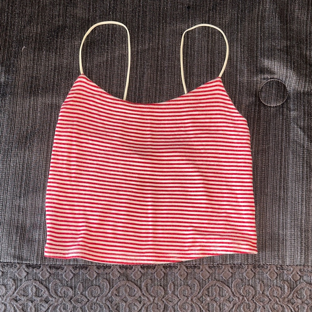 PacSun Red and White Striped Crop Top